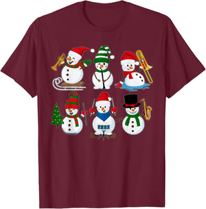 Music Snowman Band Christmas Musical Teacher T-Shirt - T-Shirt | Maroon
