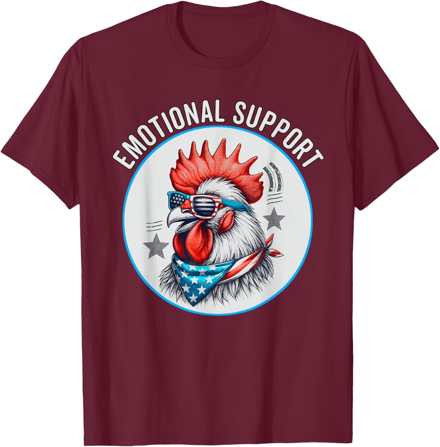 Chicken Emotional Support Cock with American Flag Men T-Shirt - T-Shirt | Maroon