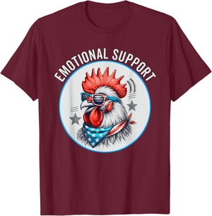 Chicken Emotional Support Cock with American Flag Men T-Shirt - T-Shirt | Maroon