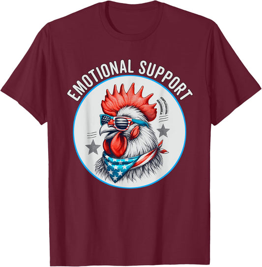Chicken Emotional Support Cock with American Flag Men T-Shirt - T-Shirt | Maroon