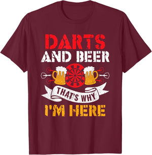 Darts und Bier Deshalb bin ich hier Funny Dart Player T-Shirt - T-Shirt | Maroon