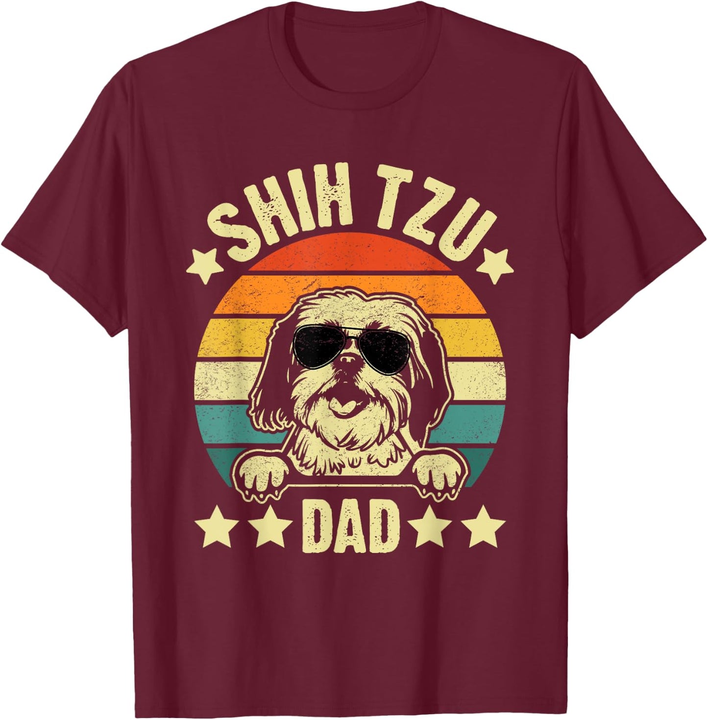 Shih Tzu Dad - Father's Day Pet Dog Breed Pet Paw Men T-Shirt - T-Shirt | Maroon