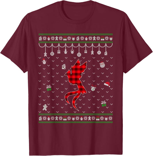 Red Plaid Quetzal Lover Funny Ugly Christmas Sweater T-Shirt - T-Shirt | Maroon