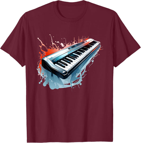 Music Keyboard Costume for Boys and Girls T-Shirt - T-Shirt | Maroon