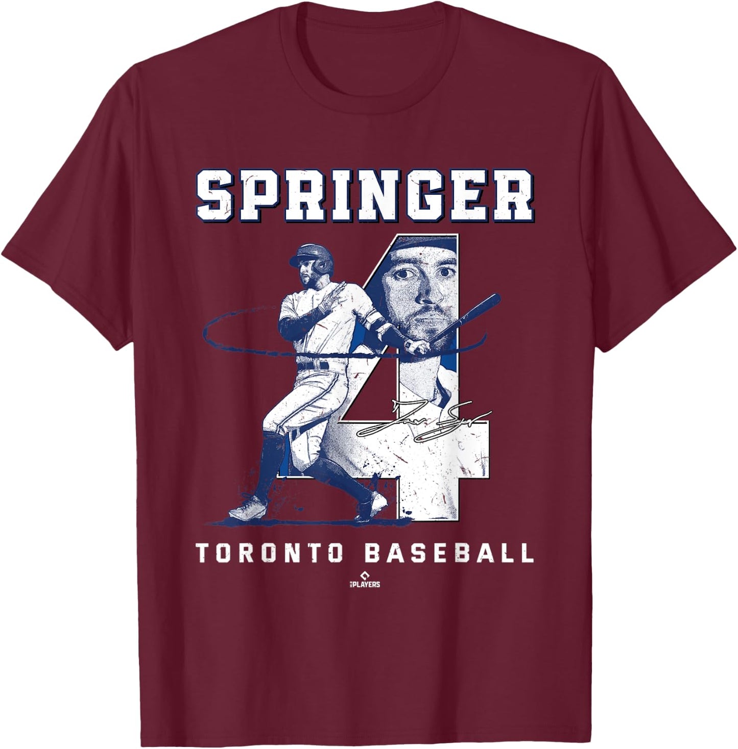 Number and Portrait George Springer Toronto MLBPA T-Shirt - T-Shirt | Maroon