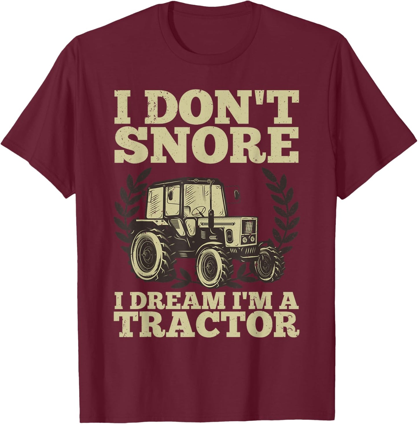 Cute Tractor Dad Kids Agriculture Farmer Snore Truck T-Shirt - T-Shirt | Maroon