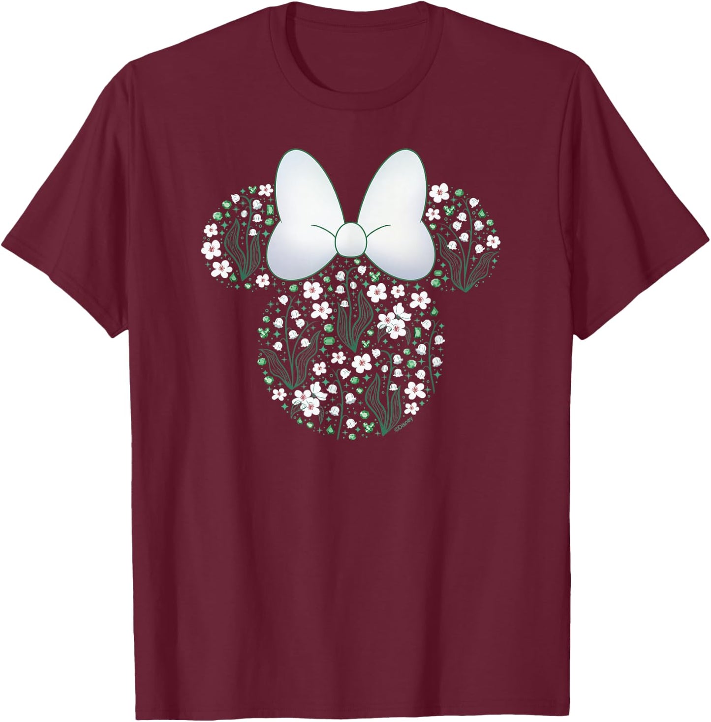 Disney Minnie Mouse May Birth Month Birthstone & Flowers T-Shirt - T-Shirt | Maroon