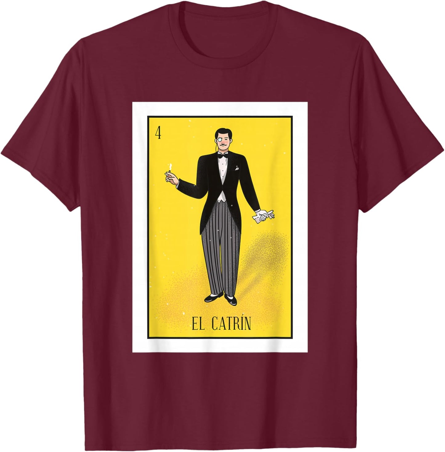 El Catrin Lottery The Gentleman Lottery Mexican paper T-Shirt - T-Shirt | Maroon