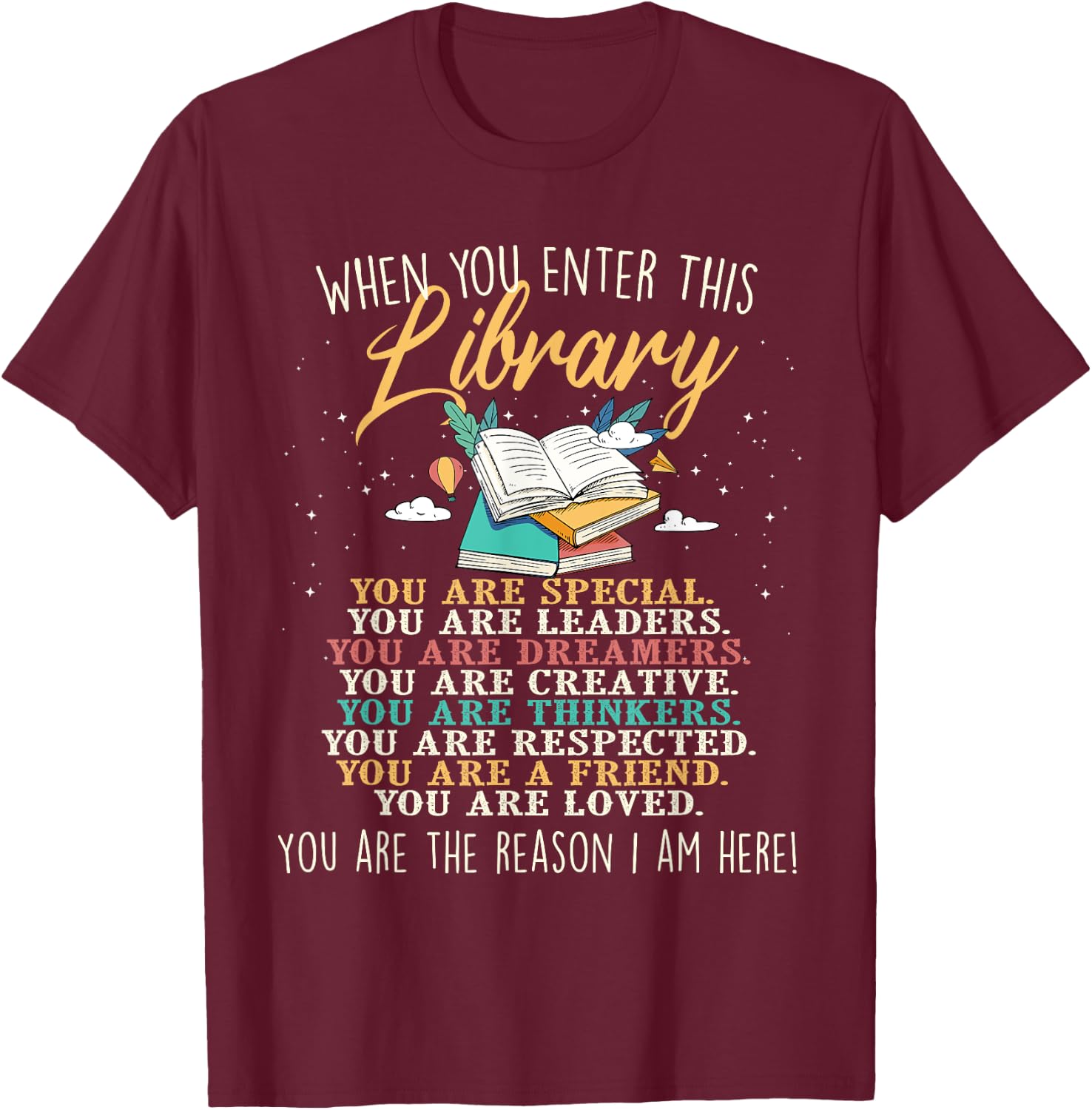 When You Enter This Library - Librarian Bookworm Book Reader T-Shirt - T-Shirt | Maroon