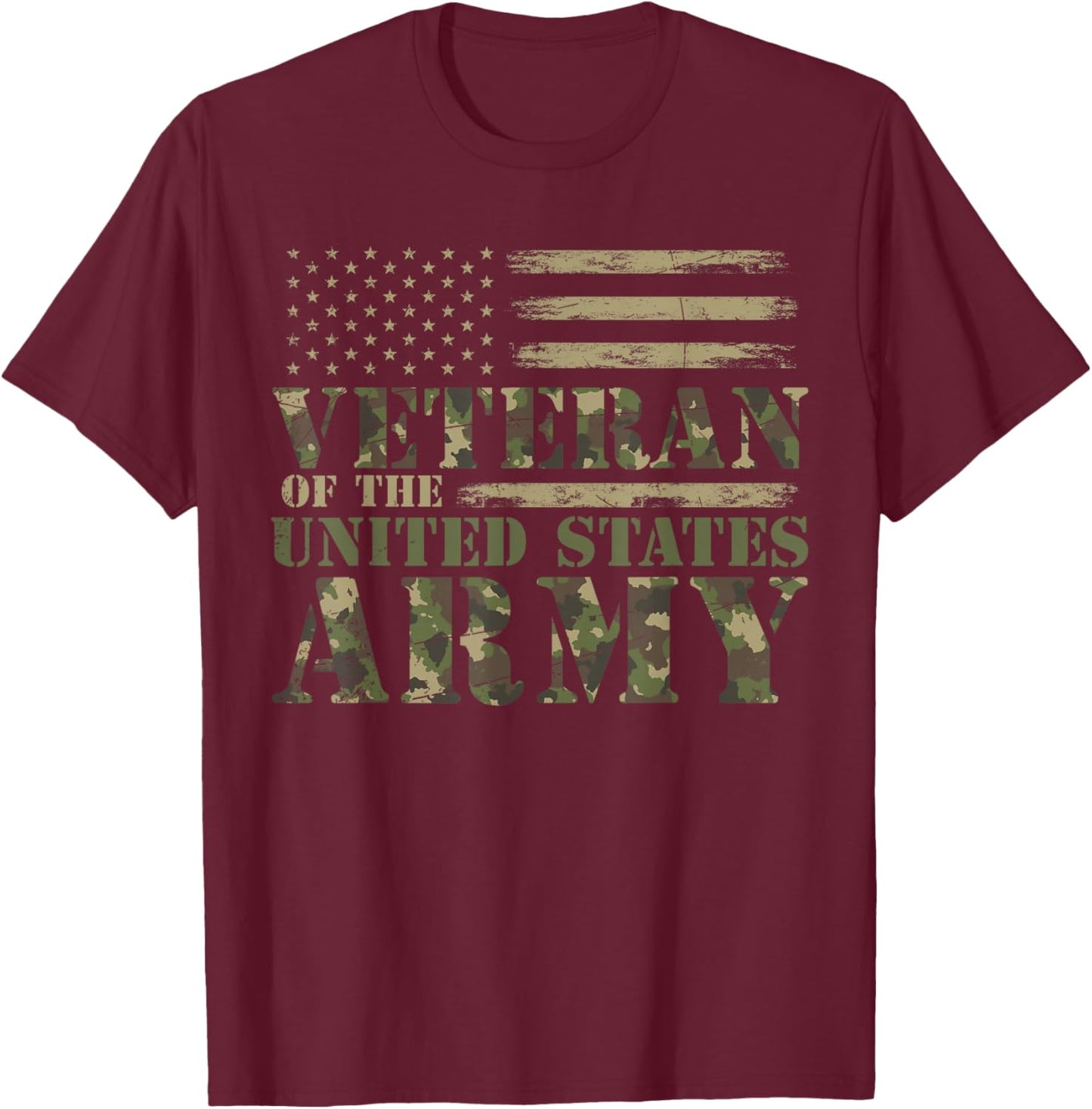 Proud Soldier United States Army USA Flag Camouflage Veteran T-Shirt - T-Shirt | Maroon