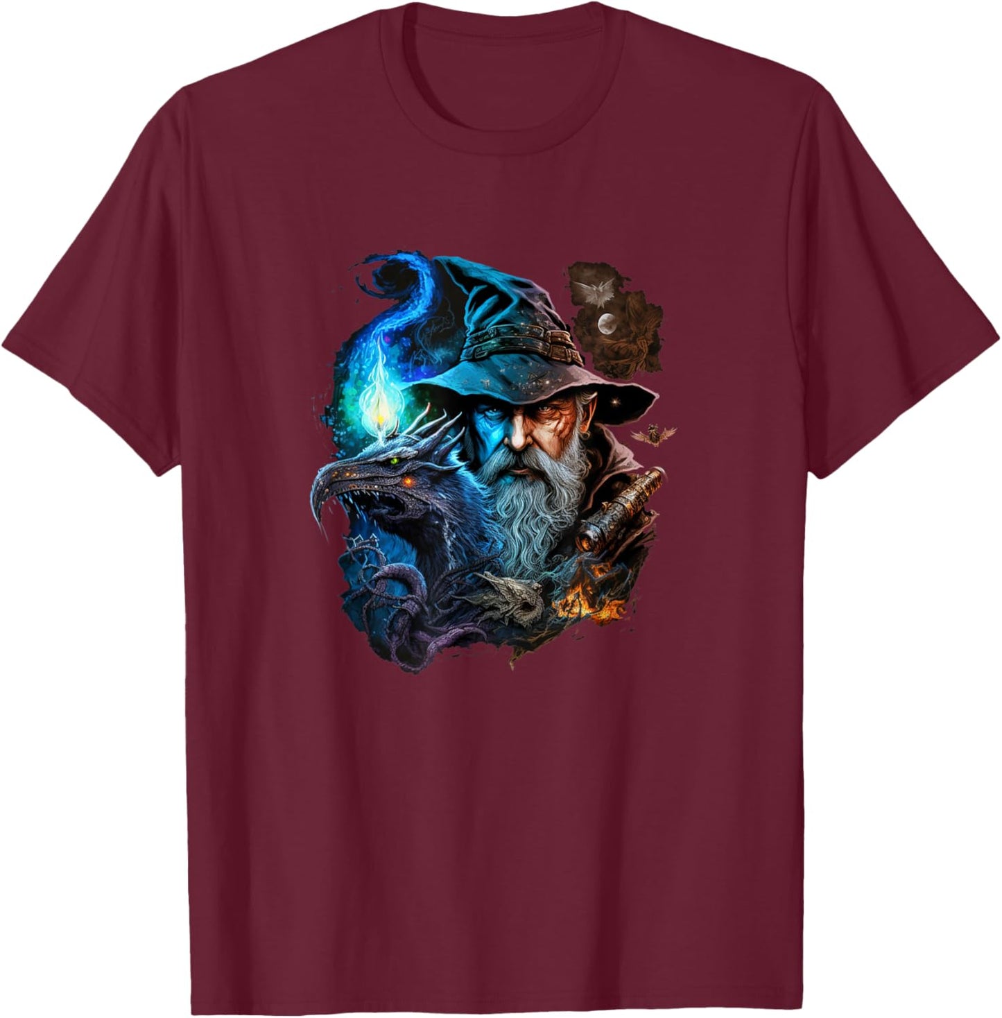 Retro Magical Wizard Fantasy T-Shirt - T-Shirt | Maroon
