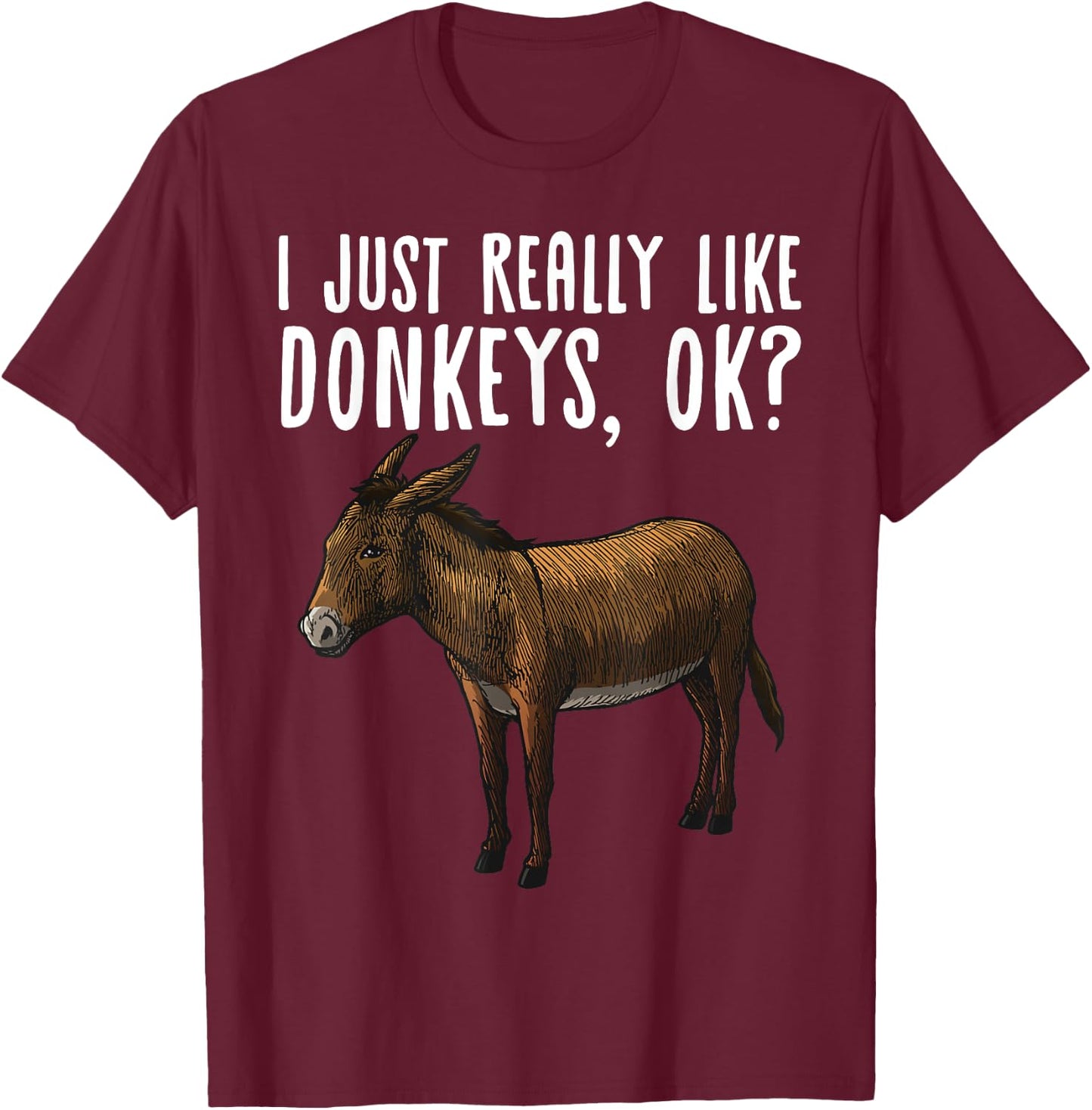 Funny Donkey Design Women Mule Animal Farming Horse T-Shirt - T-Shirt | Maroon