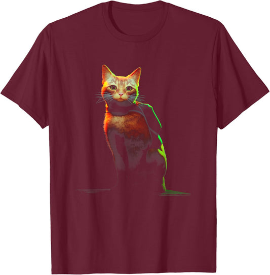 Stray Main Game Poster Cat T-Shirt - T-Shirt | Maroon