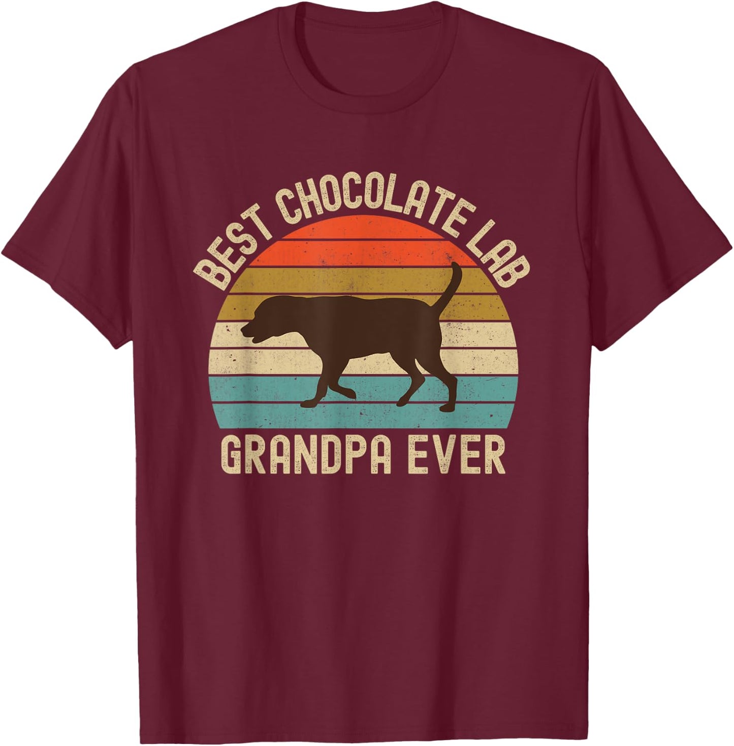 Best Chocolate Lab Grandpa Ever Labrador Retriever Vintage T-Shirt - T-Shirt | Maroon