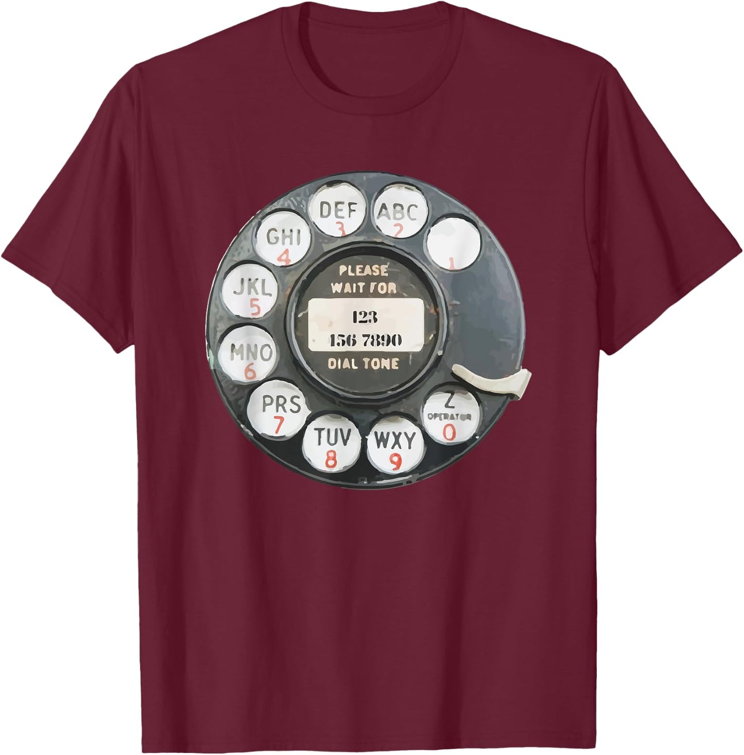Vintage Retro Rotary Dial Phone Graphic Art T-Shirt - T-Shirt | Maroon