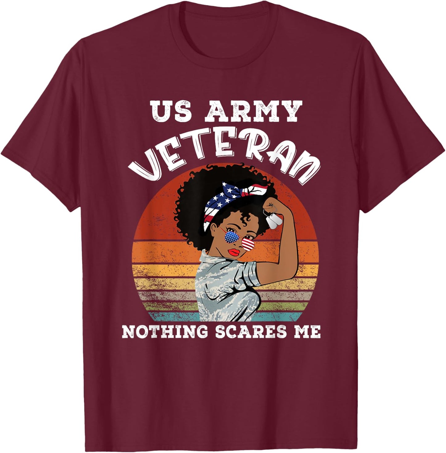 African American Woman Army Veteran Black Woman Army Veteran T-Shirt - T-Shirt | Maroon