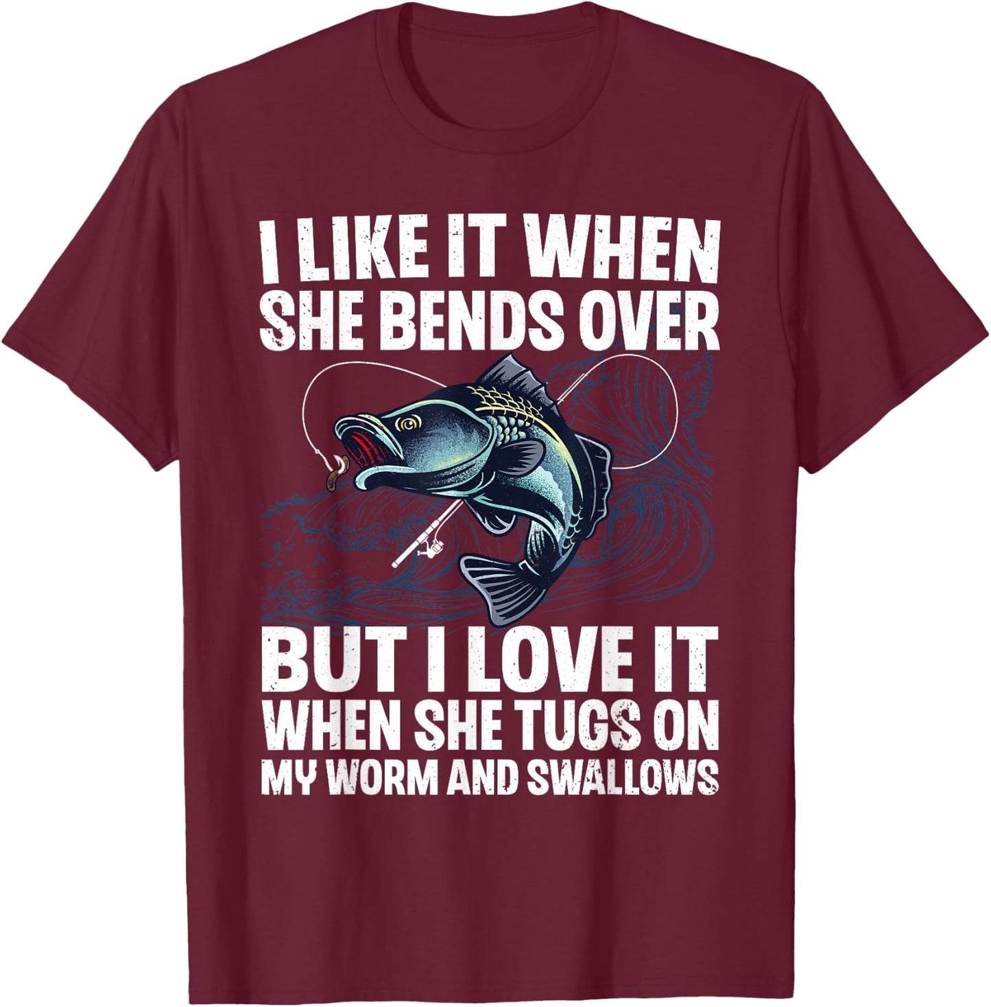 Funny Fishing Design Women Fishing Fish Fisherman T-Shirt - T-Shirt | Maroon