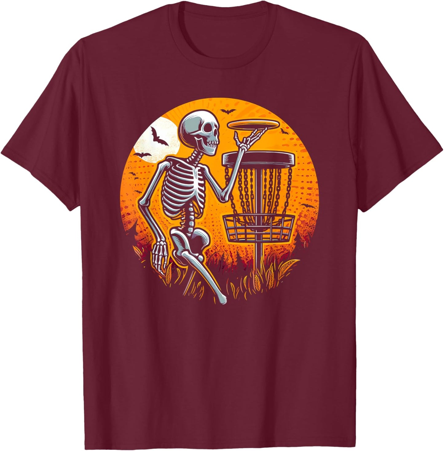 Halloween Disc Golf Disc Golfer Men Women Kids T-Shirt - T-Shirt | Maroon