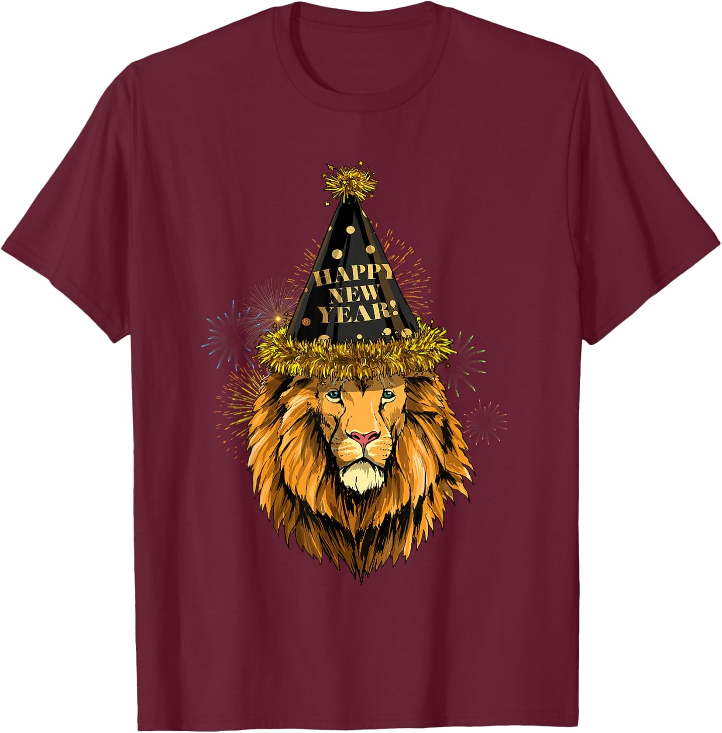 New Year Lion New Year's Eve Party Countdown Safari Wildlife T-Shirt - T-Shirt | Maroon