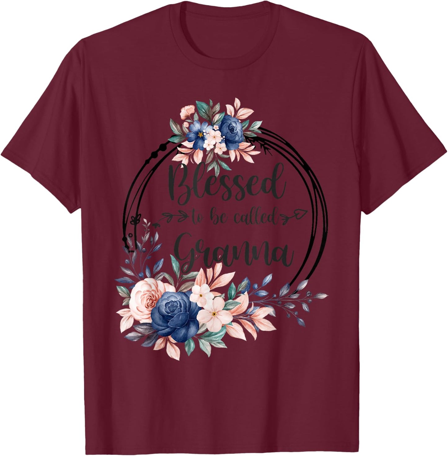 Granna Flower Blessed To Be Called Granna T-Shirt - T-Shirt | Maroon