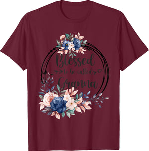 Granna Flower Blessed To Be Called Granna T-Shirt - T-Shirt | Maroon