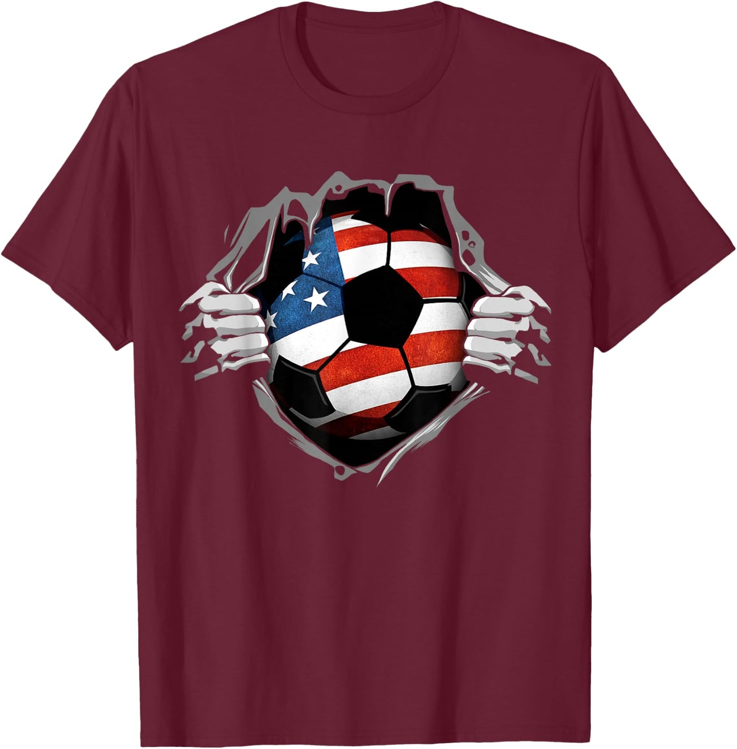 USA Soccer Ball Jersey US Support T-Shirt - T-Shirt | Maroon