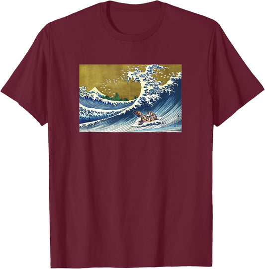 Funny Retro Vintage Surfing A Wave Gila Monster Lover T-Shirt - T-Shirt | Maroon