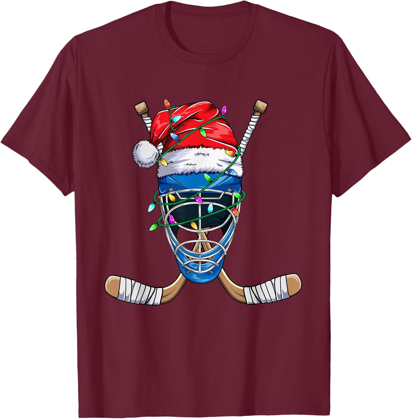 Santa Sports Design Boys Christmas Hockey Player T-Shirt - T-Shirt | Maroon