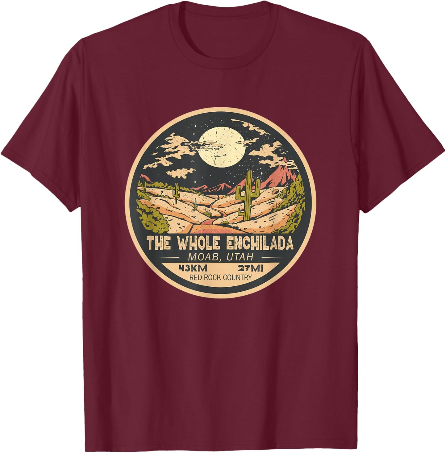 The Whole Enchilada Trail Utah Mountain Biking Emblem T-Shirt - T-Shirt | Maroon