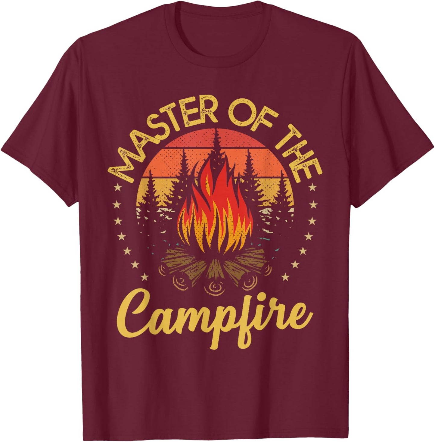 Funny Camping and Hiking Gifts Master of the Campfire Vintage Camping Lovers T-Shirt - T-Shirt | Maroon