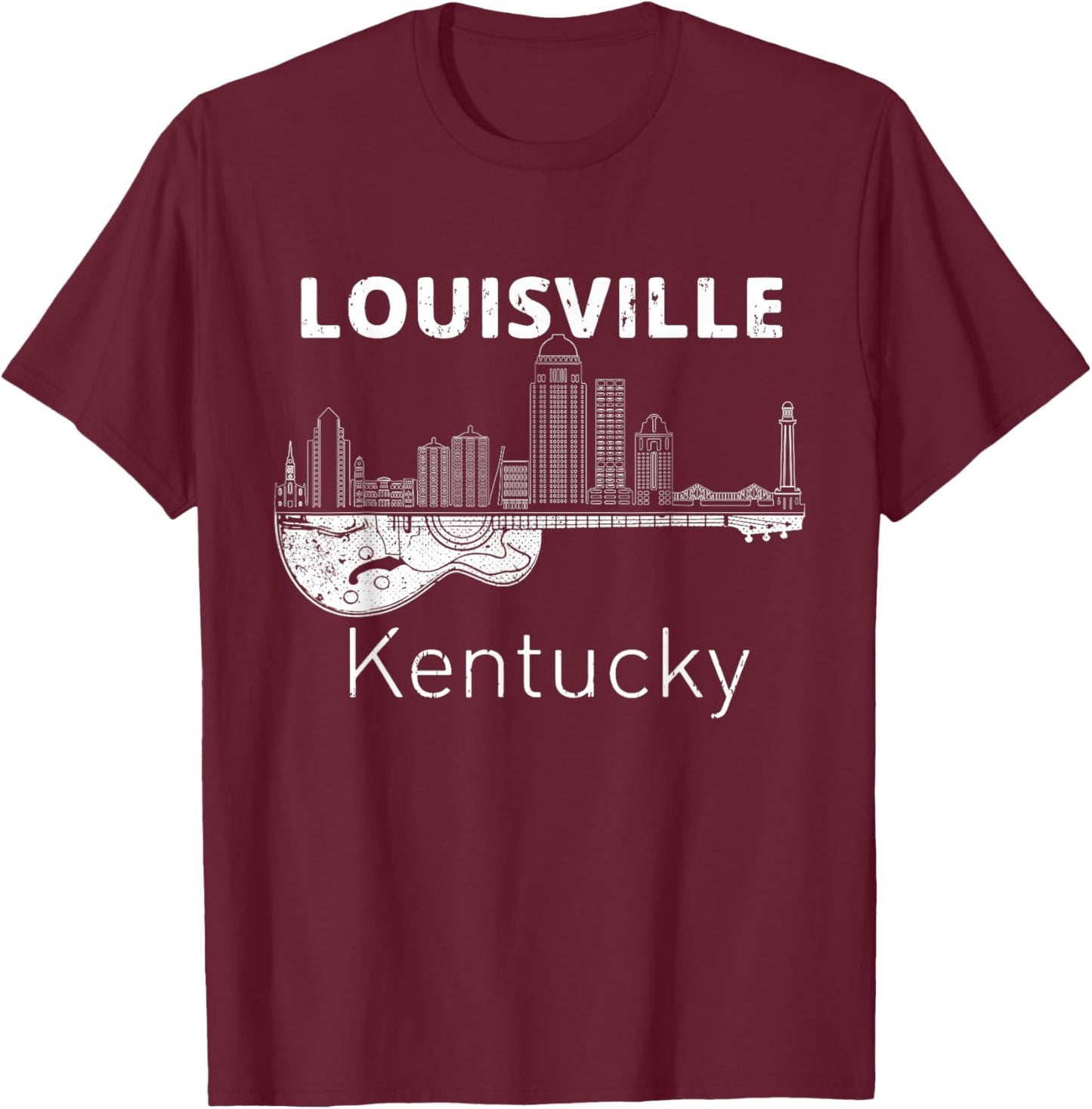Louisville Souvenir Men Kentucky Lover Music Guitar T-Shirt - T-Shirt | Maroon