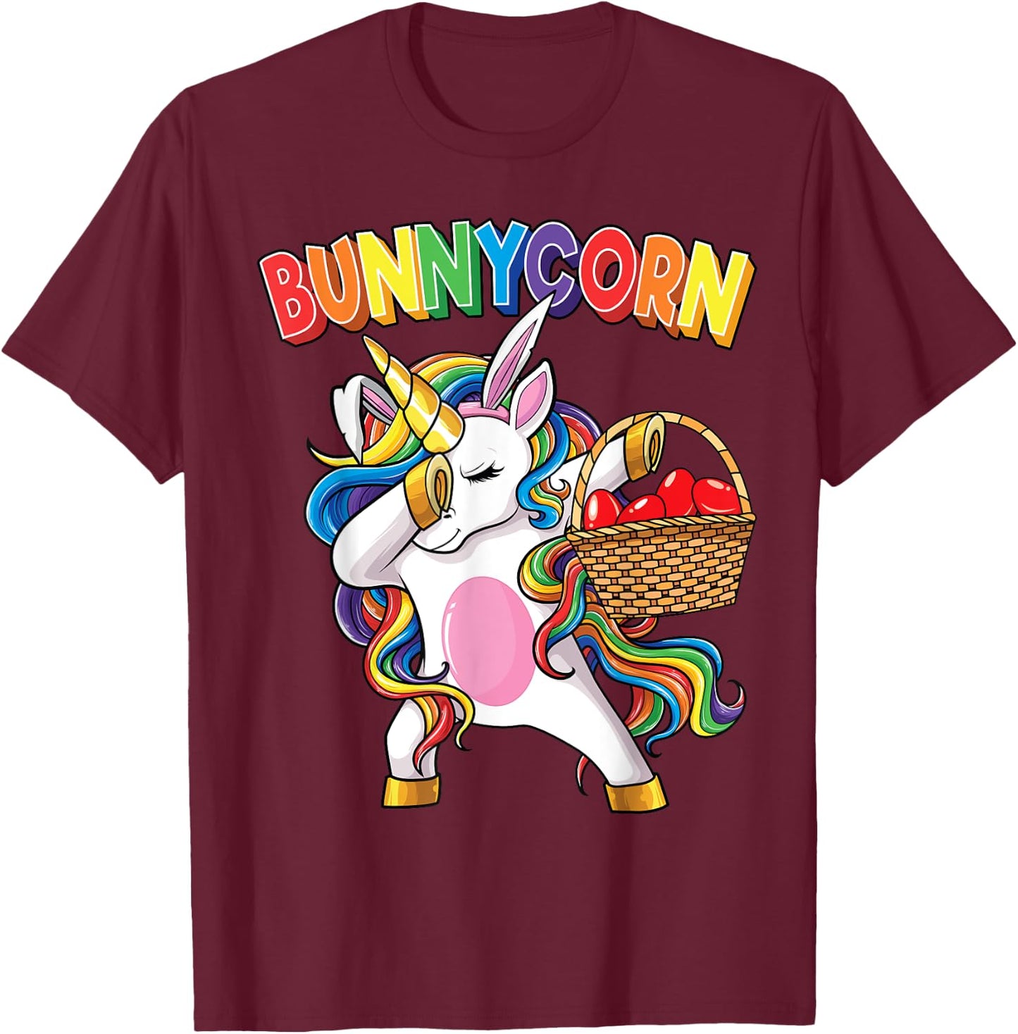 Dabbing Unicorn Shirt Bunnycorn Eggs Easter Girls Kids Dab T-Shirt - T-Shirt | Maroon