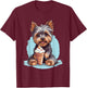 Yorkie Dog Anime Eating Ice Cream Summer Cute T-Shirt - T-Shirt | Maroon
