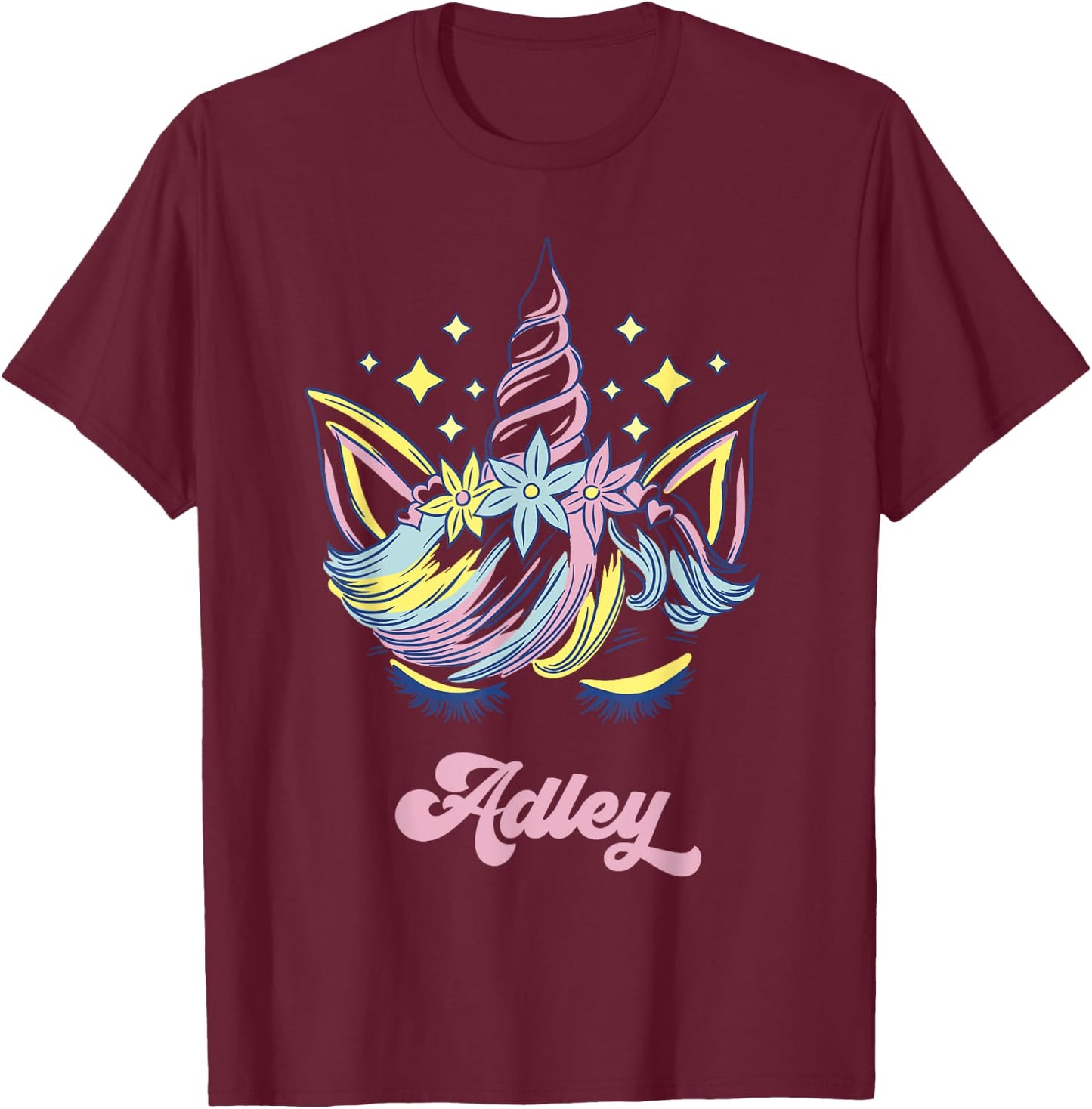 Adley Merch Unicorn Design T-Shirt - T-Shirt | Maroon