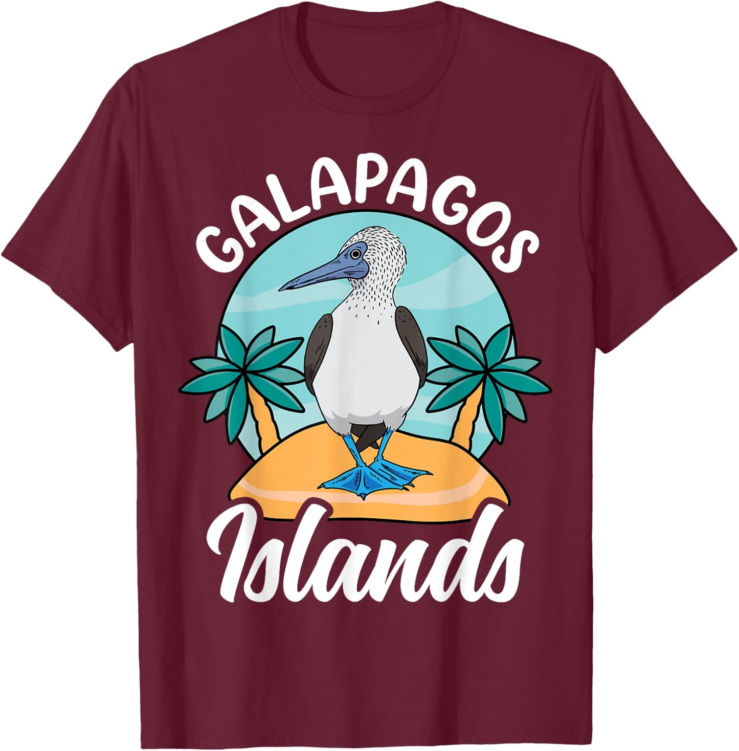 Blue-footed Booby Bird Galapagos Islands T-Shirt - T-Shirt | Maroon
