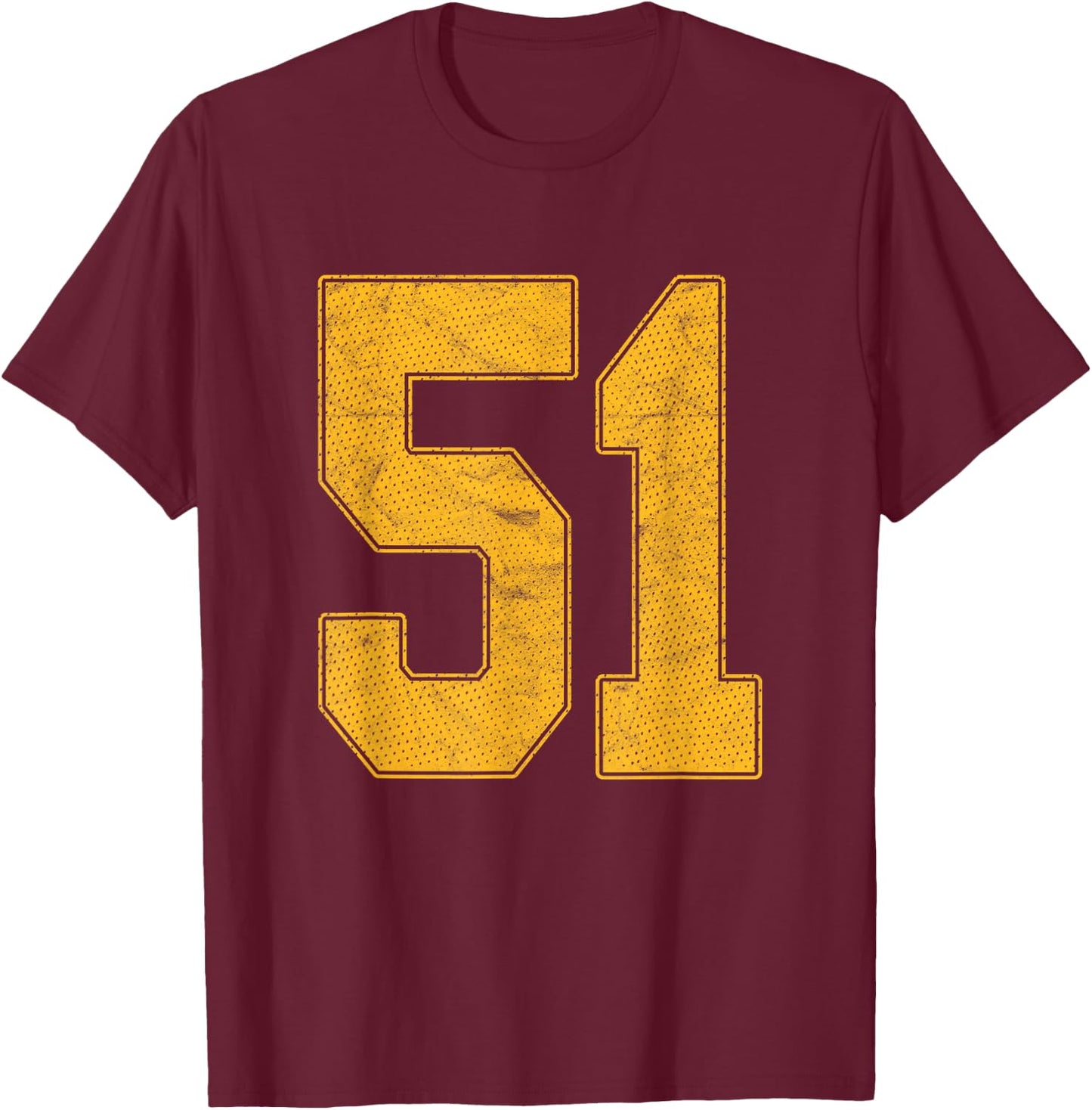 Number 51 Numbered Uniform Sports Team Jersey 51st Birthday T-Shirt - T-Shirt | Maroon