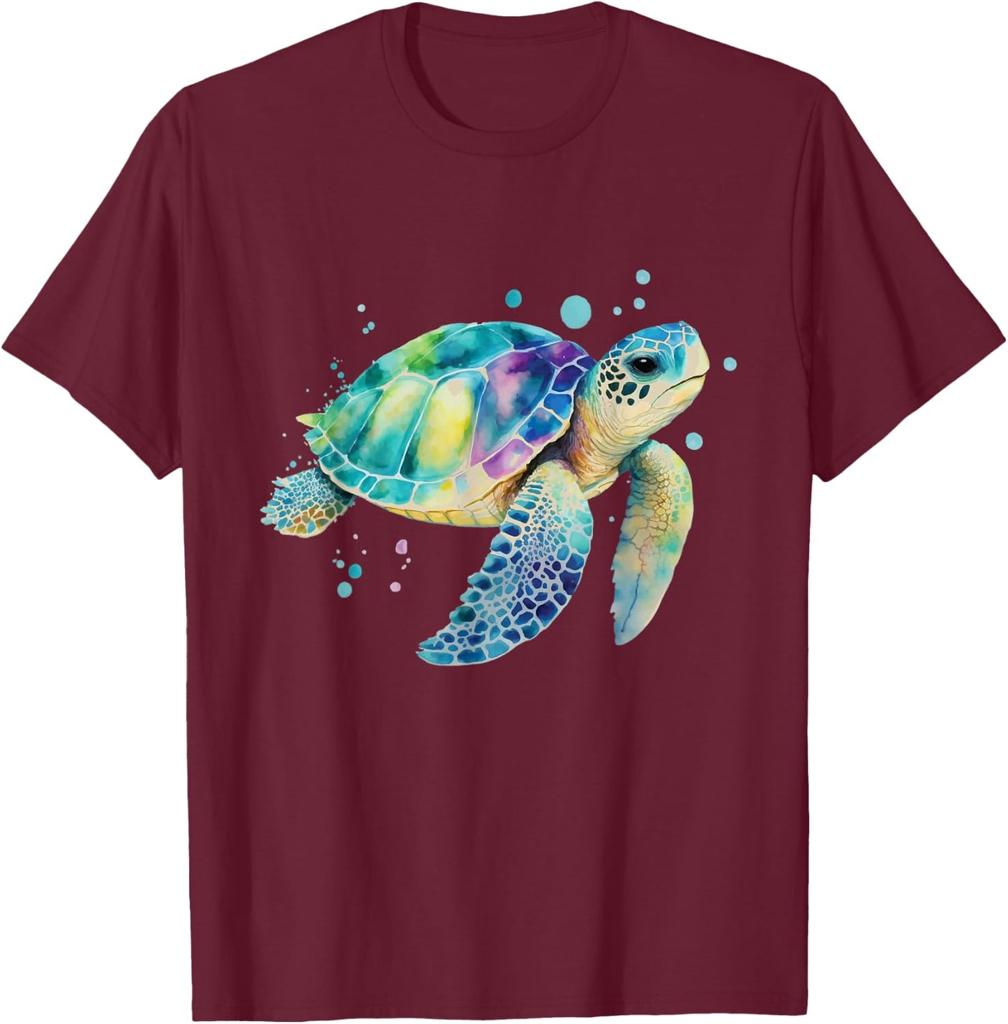 Turtle Splash Artwork - Beach Ocean Wildlife Animal Lover T-Shirt - T-Shirt | Maroon