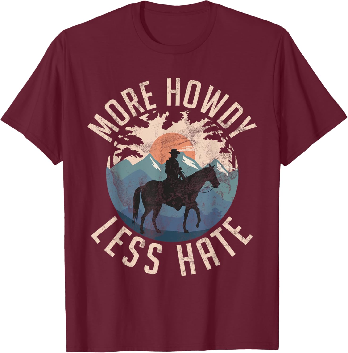 More Howdy Less Hate Country Horse Trail Riders Ranchers Boy T-Shirt - T-Shirt | Maroon