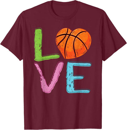 Love Basketball Cute Women Girls Basketball Lover T-Shirt - T-Shirt | Maroon