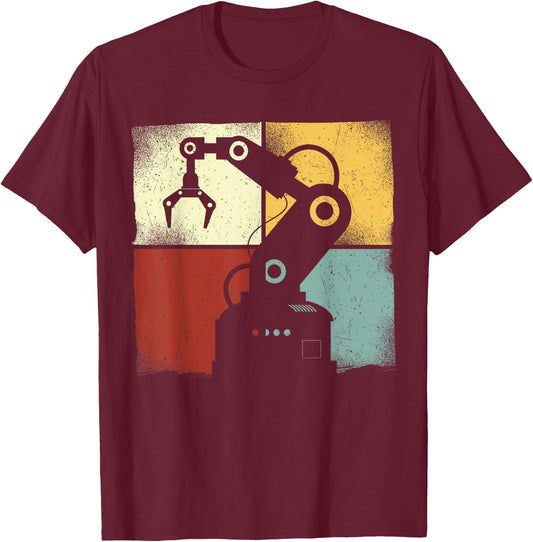 Robot Robotics Engineer Retro Vintage T-Shirt - T-Shirt | Maroon