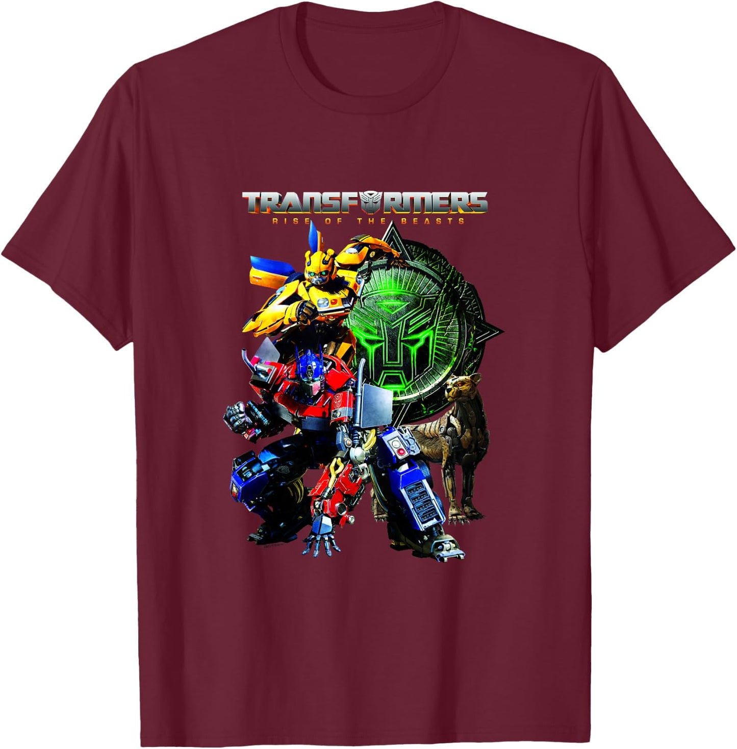 Transformers: Rise of The Beasts Heroes Vintage Group Shot T-Shirt - T-Shirt | Maroon