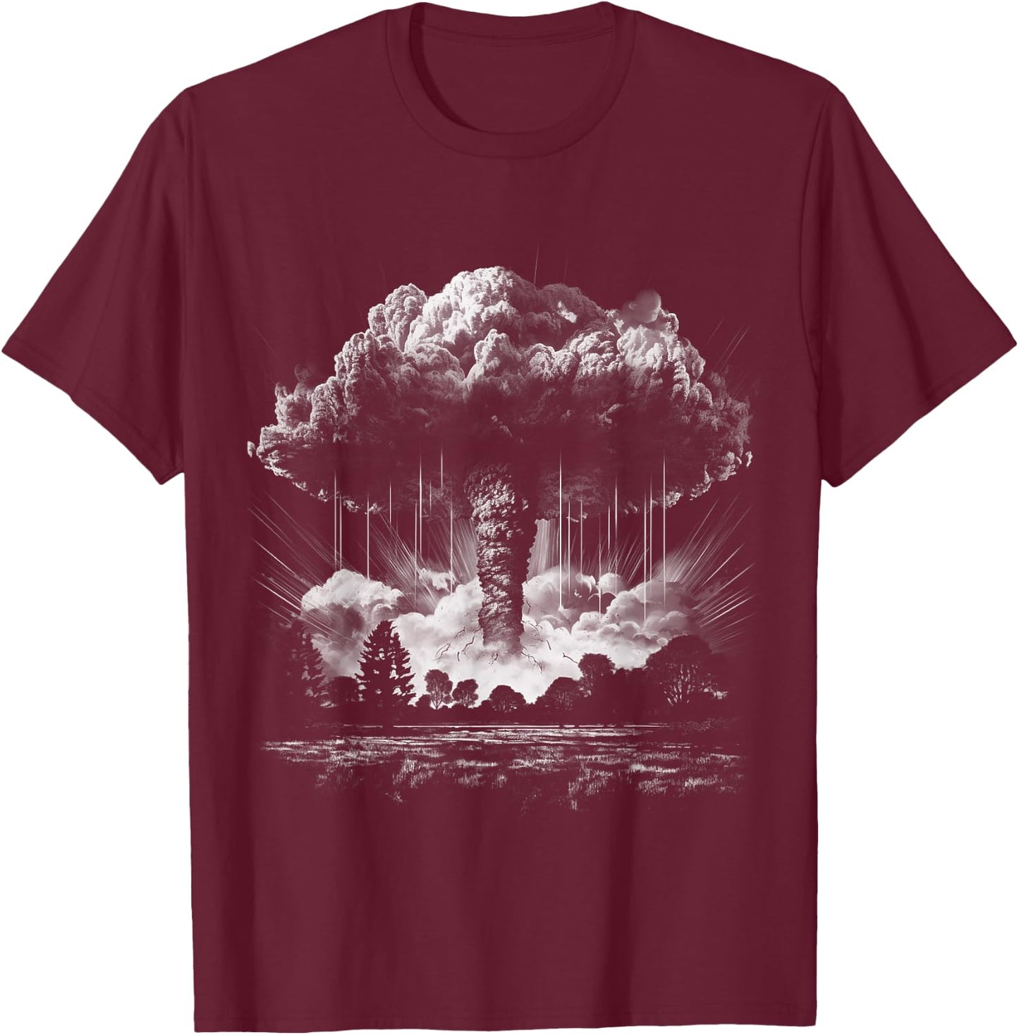 Atomic Bomb Nuclear Fission Nuke Mushroom Cloud Vintage T-Shirt - T-Shirt | Maroon