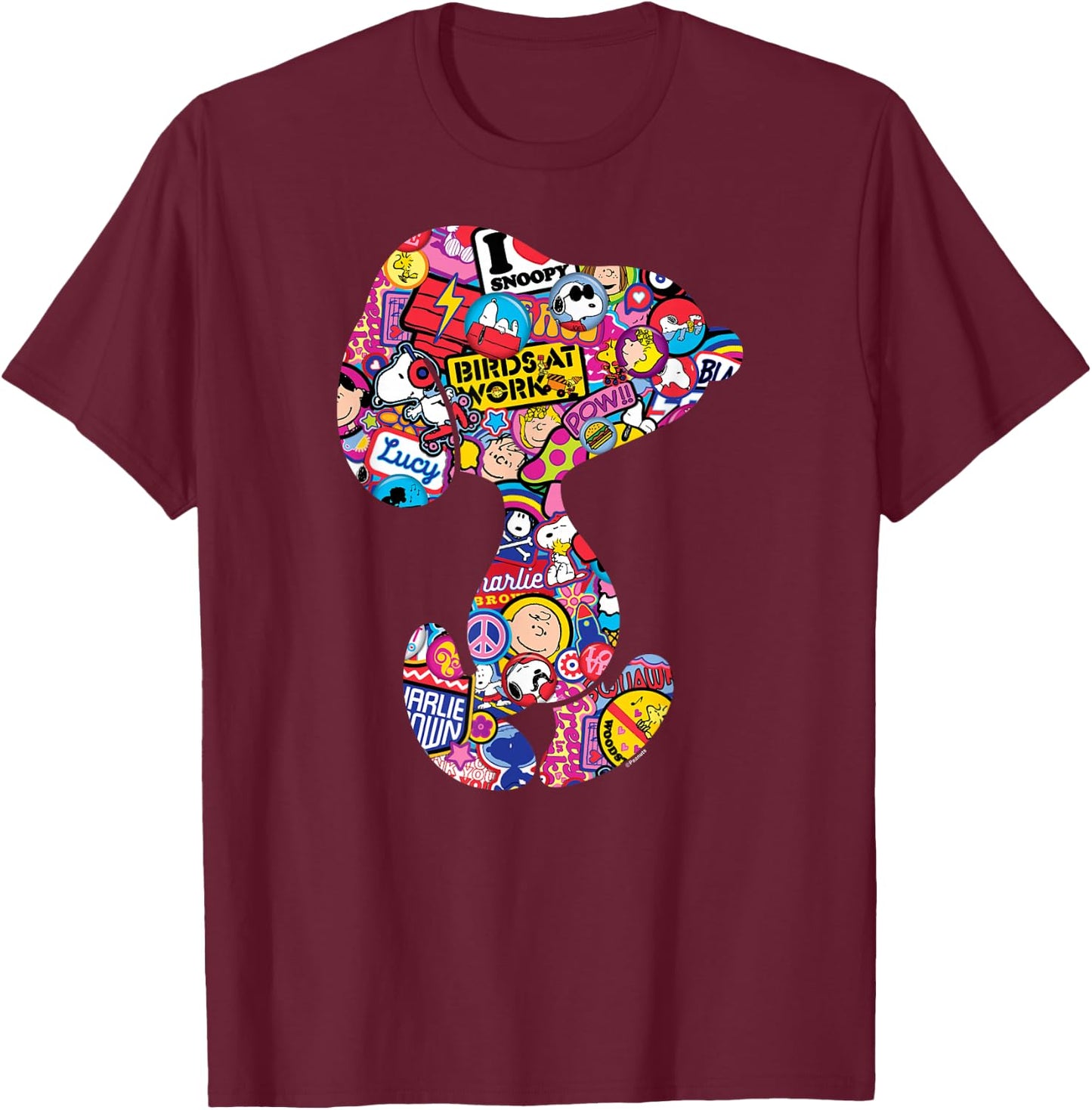 Peanuts - Snoopy Silhoutte Pattern T-Shirt - T-Shirt | Maroon