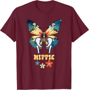 Hip Joint Replacement Hippie Butterfly Retro 60s 70s Women T-Shirt - T-Shirt | Maroon