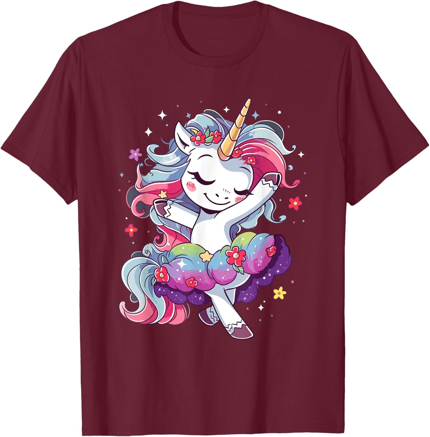 Ballet Dancer Unicorn Outfit Ballerina Dance For Girls T-Shirt - T-Shirt | Maroon
