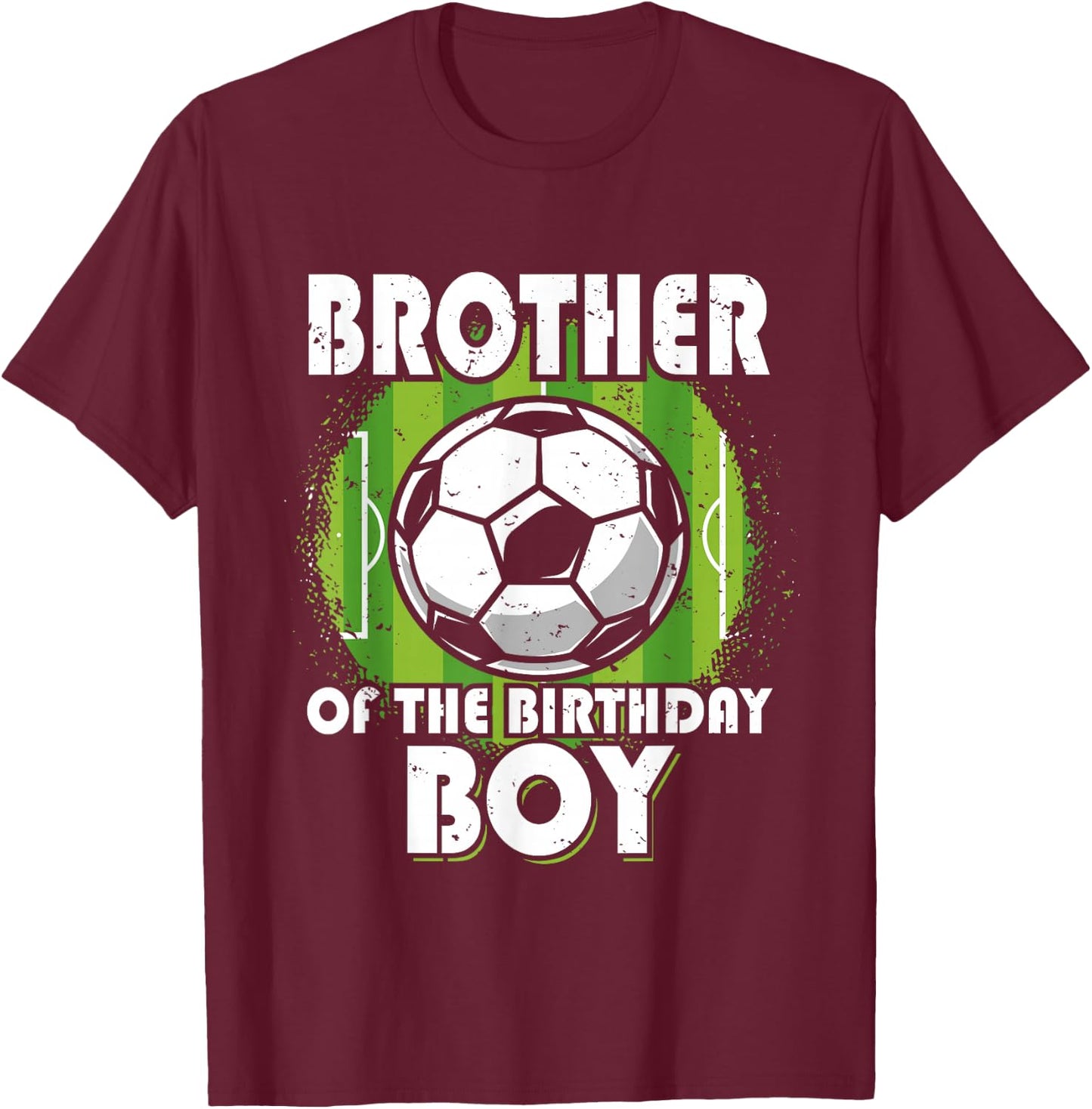 Brother Of The Birthday Boy Soccer Player Retro Style T-Shirt - T-Shirt | Maroon