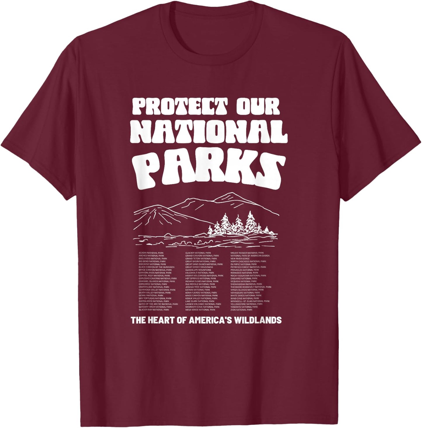 Vintage Granola Girl Aesthetic Protect Our National Parks T-Shirt - T-Shirt | Maroon