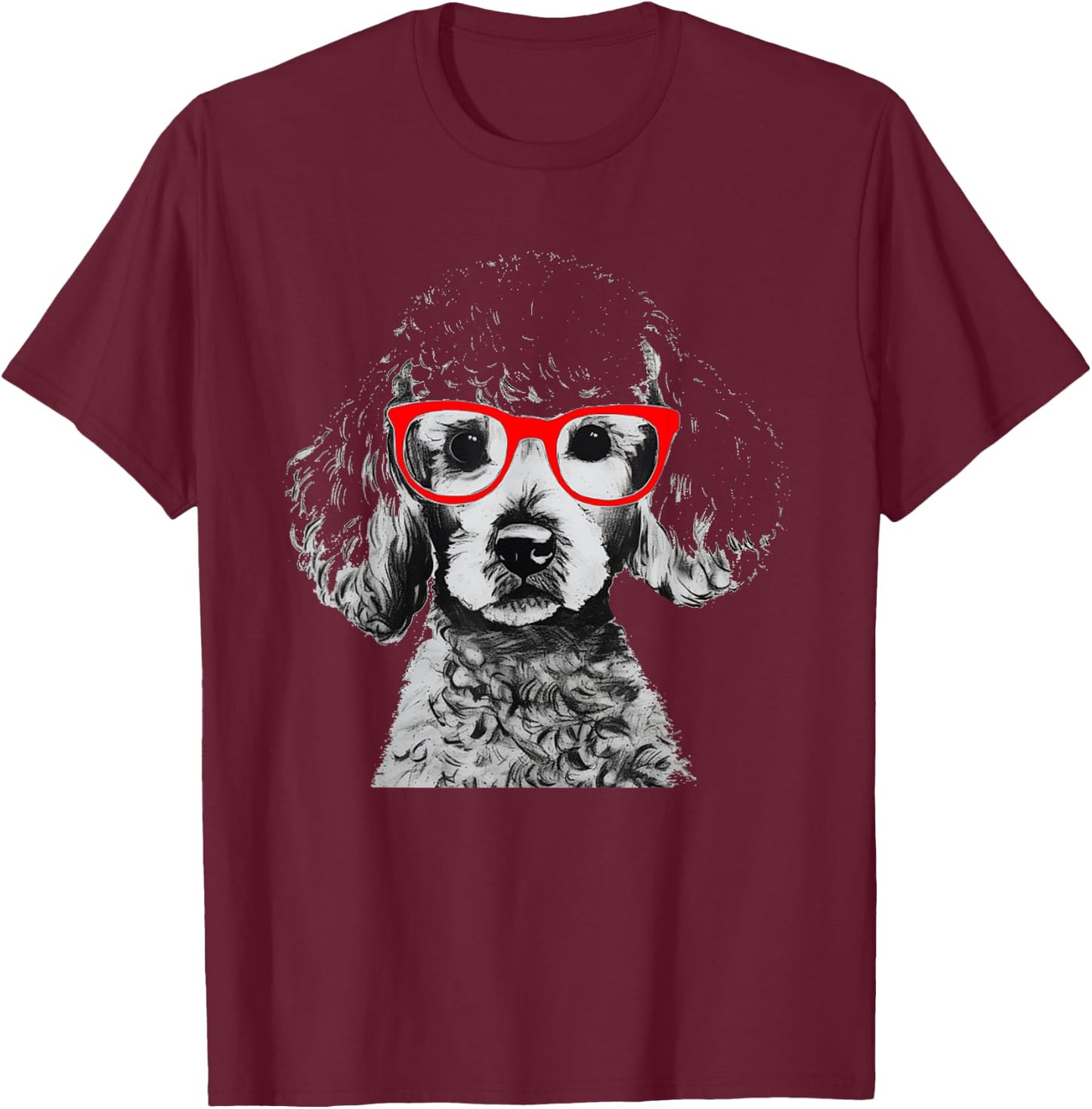 Sock Hop 50s Costume Poodle Shirt Red Glasses 1950's T-Shirt - T-Shirt | Maroon