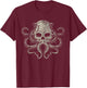 Creepy Octopus Skull Sea Monster Kraken Scuba Diver Goth T-Shirt - T-Shirt | Maroon