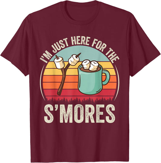 I'm Just Here For The Smores Funny Camping S'Mores Vintage T-Shirt - T-Shirt | Maroon